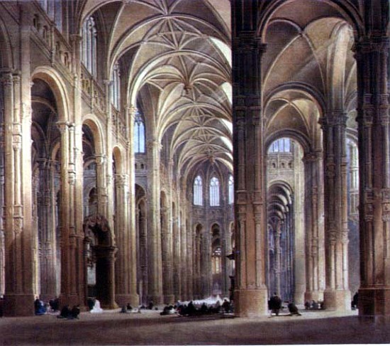 The Interior of St. Eustache, Paris, 19th century de Thomas Allom