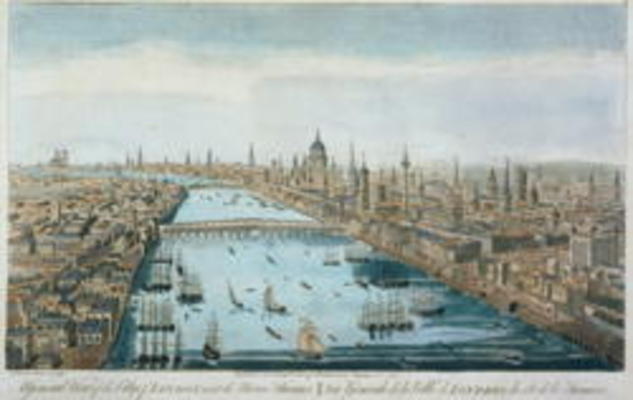A General View of the City of London and the River Thames, plate 2 from 'Views of London', engraved de Thomas Bowles