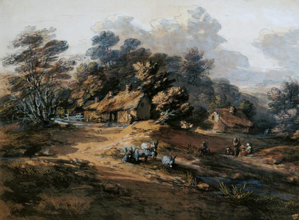 Peasants and Donkeys near Cottages at the Edge of a Wood de Thomas Gainsborough