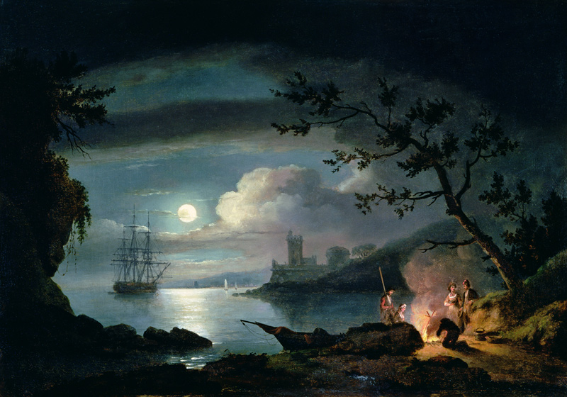 Teignmouth by moonlight de Thomas Luny