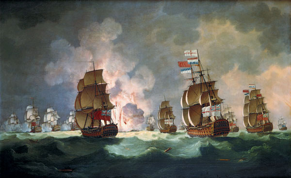 Nightly naval battle at piece of Vincent (on Janua de Thomas Luny