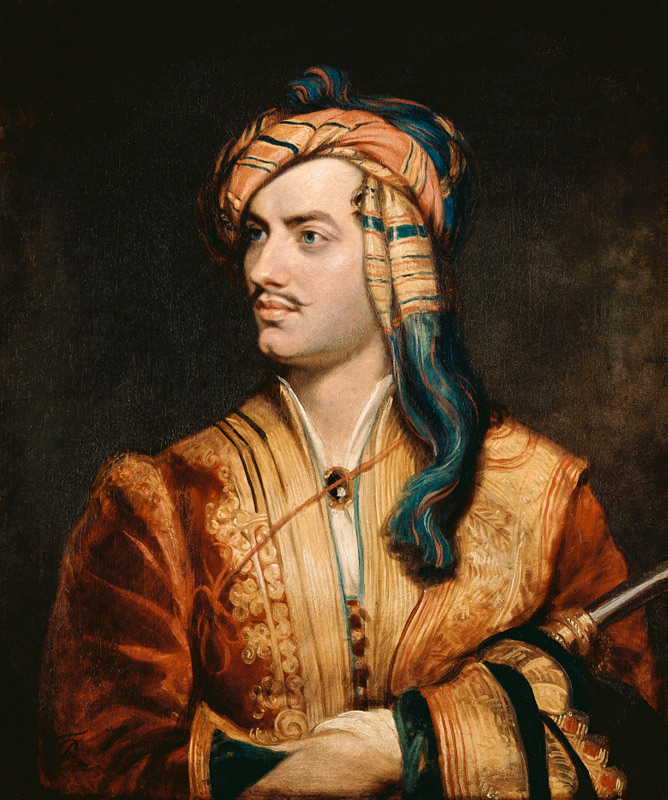 Portrait of George Gordon (1788-1824) 6th Baron Byron of Rochdale in Albanian Dress de Thomas Phillips
