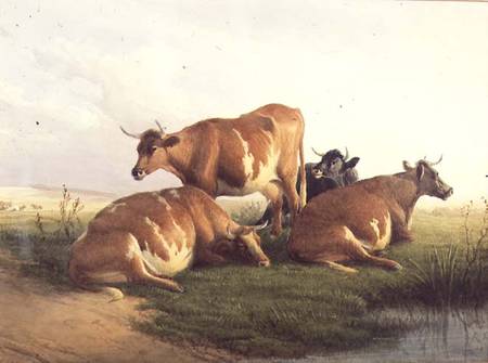 Cattle in a Landscape de Thomas Sidney Cooper