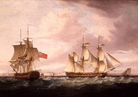 British Frigates off Dover de Thomas Whitcombe