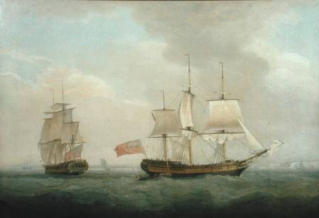 A Merchantman in Two Positions off the South Coast de Thomas Whitcombe