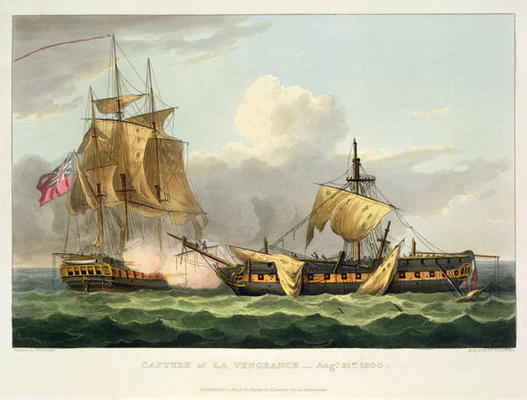 The Capture of La Vengeance, August 21st 1800, engraved by Thomas Sutherland for J. Jenkins's 'Naval de Thomas Whitcombe