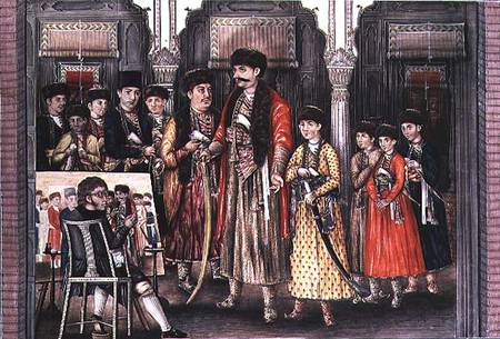 Shuja ud-daula, Nawab of Oudh (1754-75) and his Ten Sons, engraved by P. Renault de Tilly Kettle