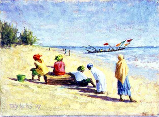 The Beach at Abene, Senegal, 1997 (oil on canvas)  de Tilly  Willis