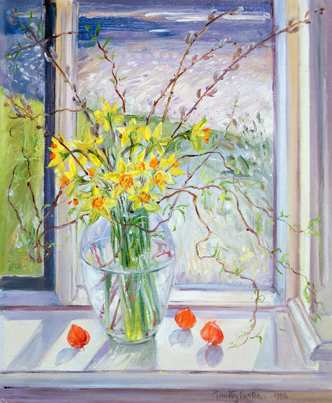 Willow Branches with Narcissus, 1990 de Timothy  Easton