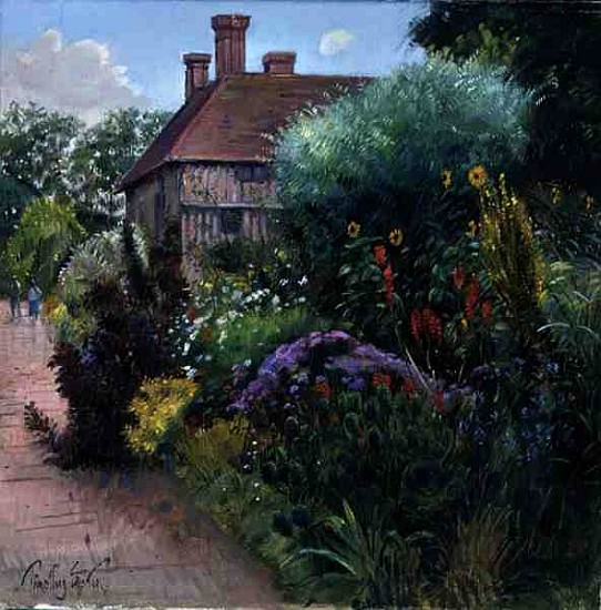 The Terrace Border, Great Dixter (oil on canvas)  de Timothy  Easton
