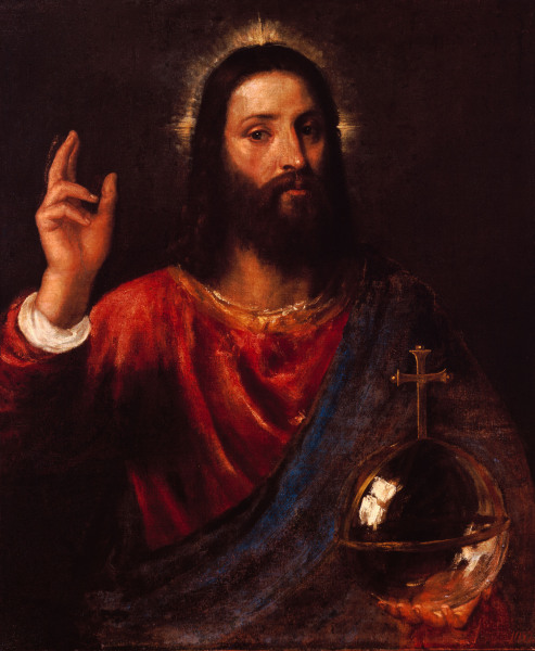 Christ blessing / Titian / c.1565 de Tiziano Vecellio