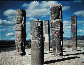 The atlantean columns on top of Pyramid B, Pre-Columbian