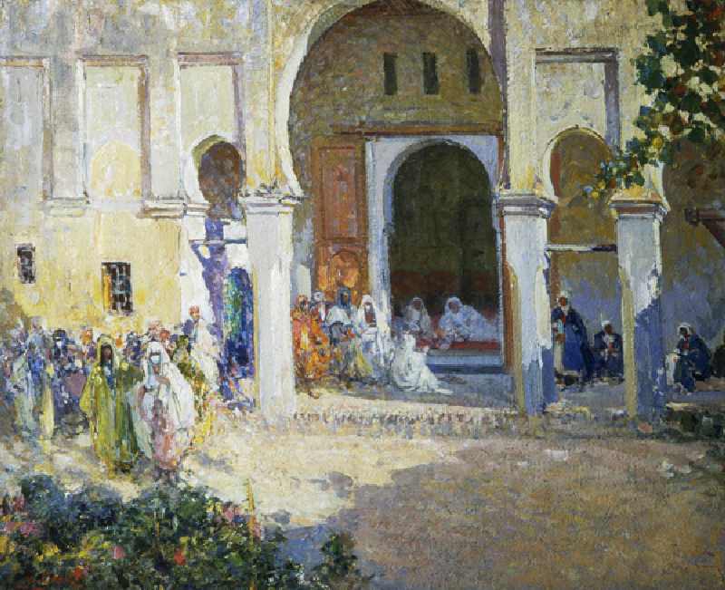 Judgment of the Pasha, Fes 1924, painting by Ulisse Caputo (1872-1948), 80x100 cm, Italy, 20th centu de Ulisse Caputo