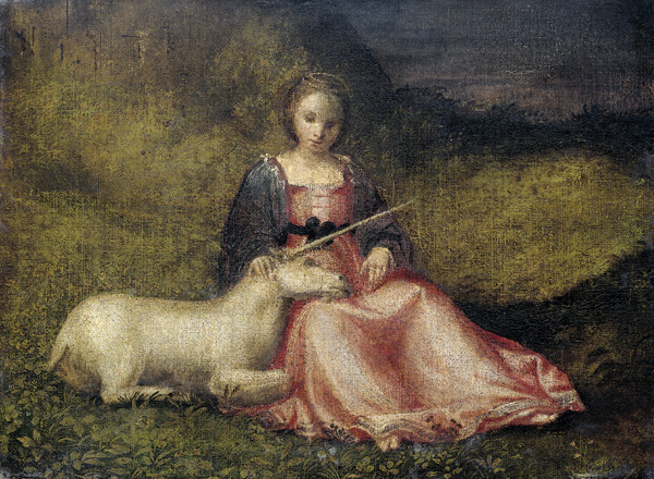 Woman with Unicorn de Unbekannter Künstler