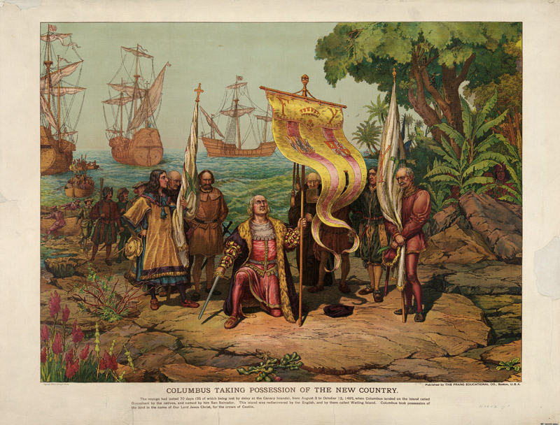 Columbus taking possession of the new country de Unbekannter Künstler
