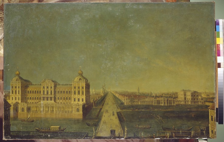 View of the Nevsky Prospekt from the Anichkov Palace with the Shuvalov's House de Unbekannter Künstler