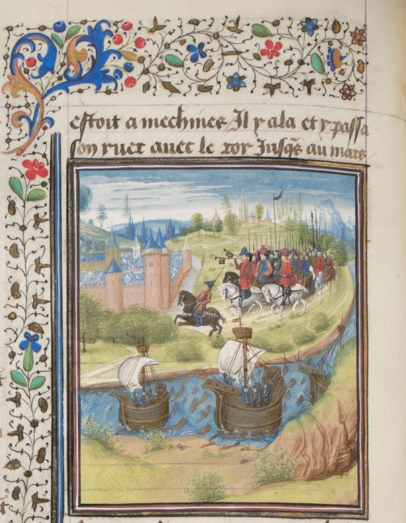 English king Richard I Lionheart conquered the island of Cyprus in 1191. Miniature from the "Histori de Unbekannter Künstler