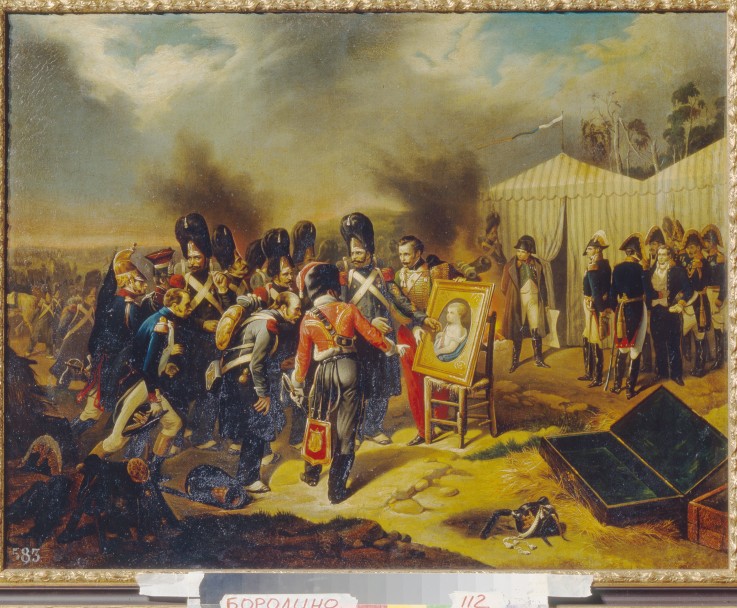 Napoleon shows the portrait of his son to the guardsmen de Unbekannter Künstler