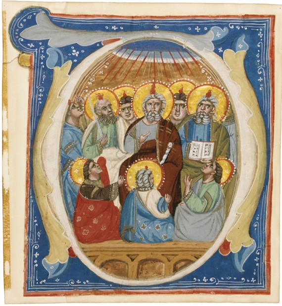 The Pentecost. Initial "O" from an Antiphoner de Unbekannter Künstler