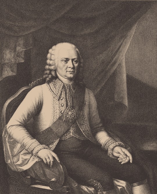Portrait of Admiral Vasily Alexeyevich Myatlev (1694-1761) (After Józef Oleszkiewicz) de Unbekannter Künstler