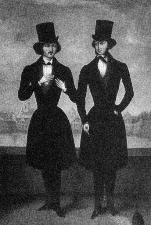 Portrait of Alexander Pushkin and Nikolai Gogol de Unbekannter Künstler