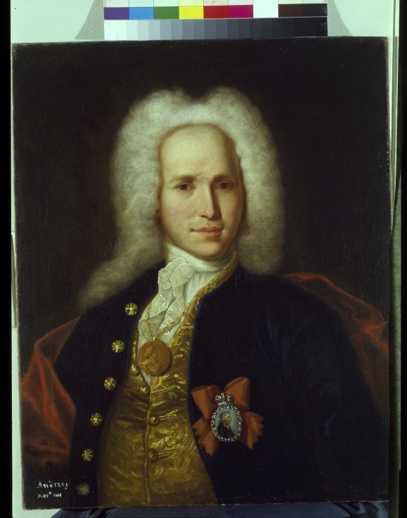 Portrait of the scientist, military engineer and inventor Andrey Nartov (1683-1756) de Unbekannter Künstler