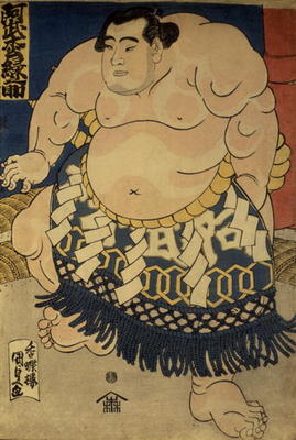 The sumo wrestler Abumatsu Rokunosuke, c.1835 (oban size, colour woodblock print) de Utagawa Kunisada