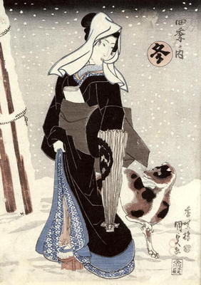 Winter, from the series 'Shiki no uchi' (The Four Seasons) (colour woodblock print) de Utagawa Kunisada