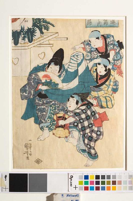 Das Doppelneunfest vom neunten Tag des neunten Monats (Oktober) (Aus der Serie Kinderspiele der fünf de Utagawa Kuniyoshi