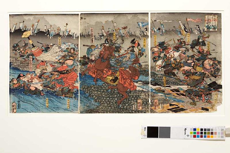 Der Kampf zwischen Shingen und Kenshin (Aus der Serie Die Schlachten von Kawanakajima [1553-1563]) de Utagawa Kuniyoshi