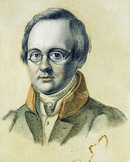 Portrait of Anton A. Delvig, 1830 (lithograph and w/c on paper) de Valerian Platonovich Langer