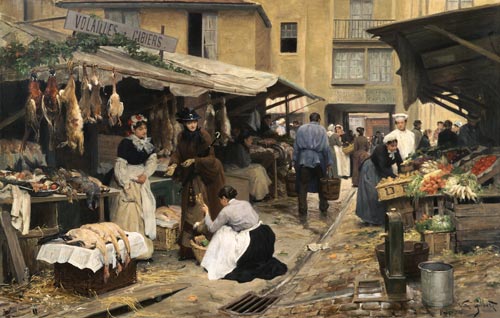 Scene on a French market. de Victor Gabriel Gilbert