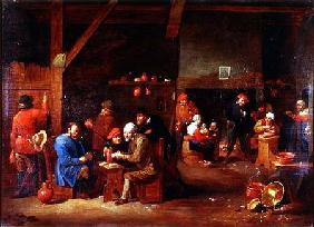 Tavern interior with card players