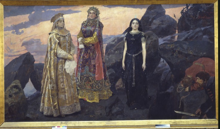 Three queens of the underground kingdom de Viktor Michailowitsch Wasnezow