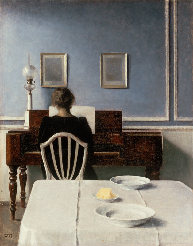 Interior with a Girl at the Piano de Vilhelm Hammershoi