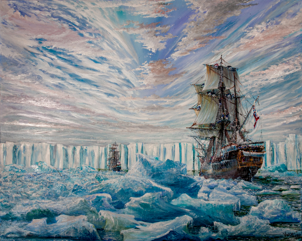 Erebus and Terror discover Antarctic Ice Shelf de Vincent Alexander Booth