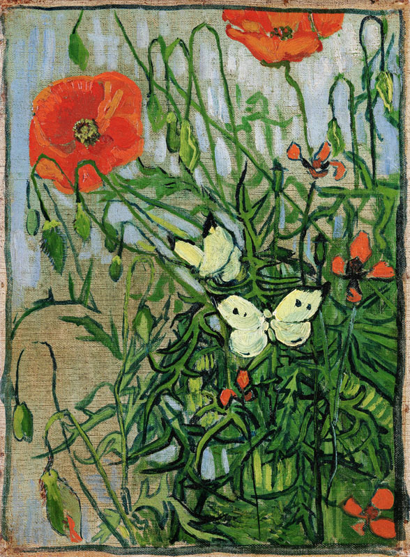 Mariposas y amapolas de Vincent Van Gogh