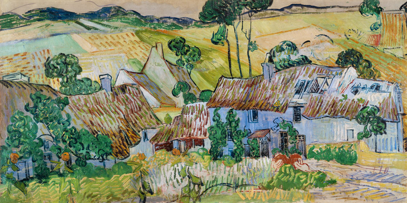 Thatched houses in front of a hill de Vincent Van Gogh