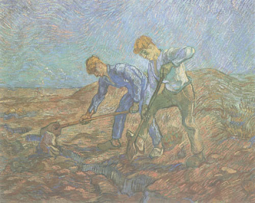 Two smallholders when digging over de Vincent Van Gogh
