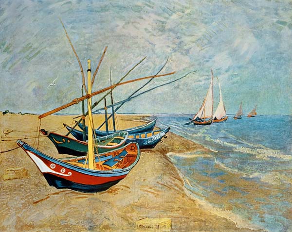 Barcos pesqueros en la playa de Vincent Van Gogh