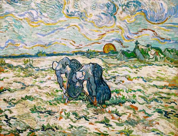 V.van Gogh, Peasant Women Digging/Paint. de Vincent Van Gogh