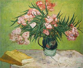 Still life with oleander and books