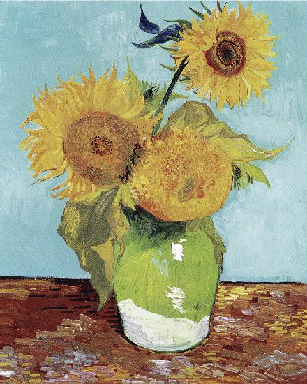 Vase With Three Sunflowers