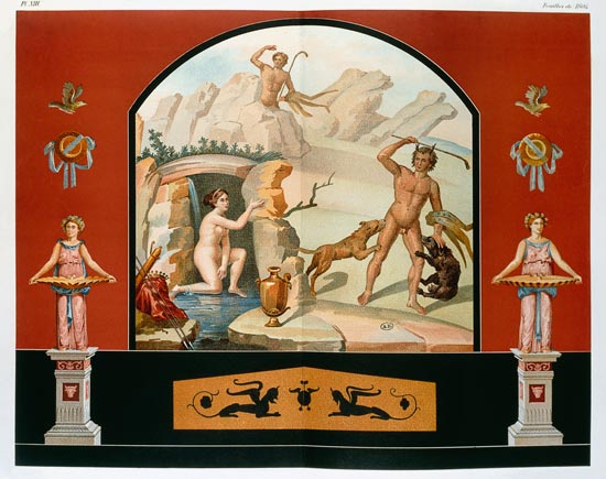 Actaeon Discovers the goddess Diana at her Bath, reconstruction of a fresco in the House of Sallust de Vincenzo Loria