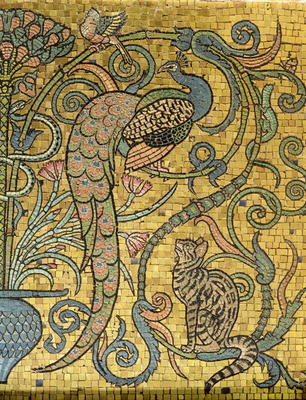 Piso mosaico dorado de Walter Crane