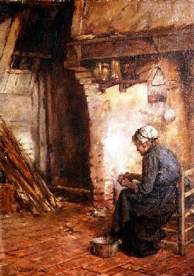 Old Woman Peeling Potatoes