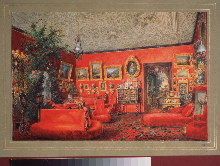 The Red livingroom in the Yusupov Palace in St. Petersburg de Wassili Sadownikow
