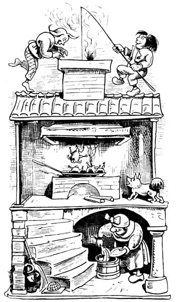 The widow's house (second trick). From "Max and Moritz (A Story of Seven Boyish Pranks)" by Wilhelm  de Wilhelm Busch