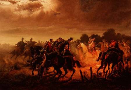 Night Alert, Hussar outpost in the Italian Campaign 1848-49 de Wilhelm Emele