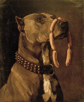 Dogge mit Würsten (Ave Caesar morituri te salutant) - Wilhelm Trübner